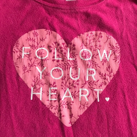 Old Navy Long Sleeve Pink Top “Follow Your Heart” - Picture 2 of 4